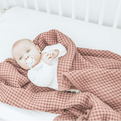 Konssy Waffle Baby Blanket - Soft & Cozy Nursery Swaddle Blanket, Lightweight Toddler Throw for