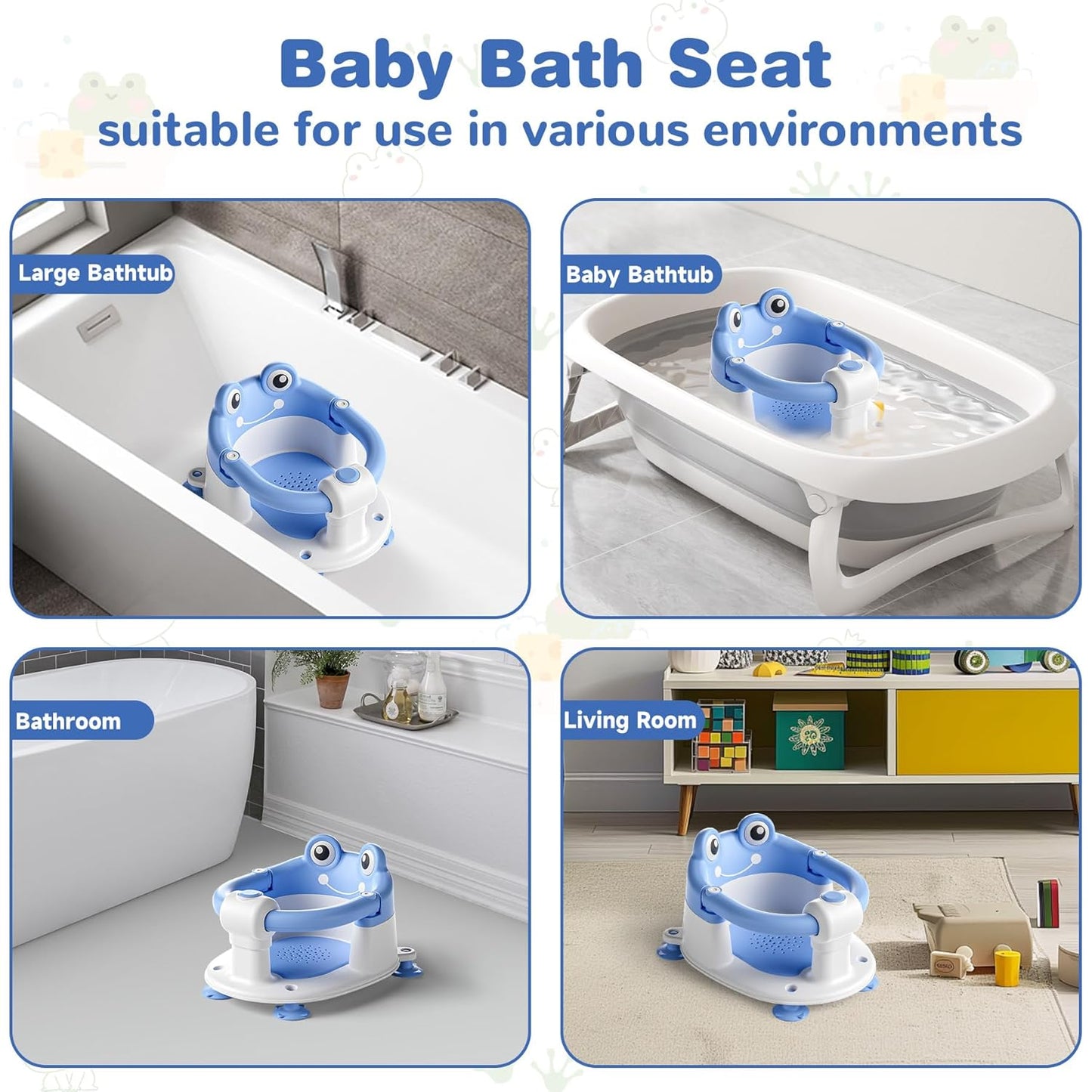 Baby Bath Seat for Babies 6 Months & up Non-Slip Toddler Bath Seats for Sitting Up Infant Bathtub