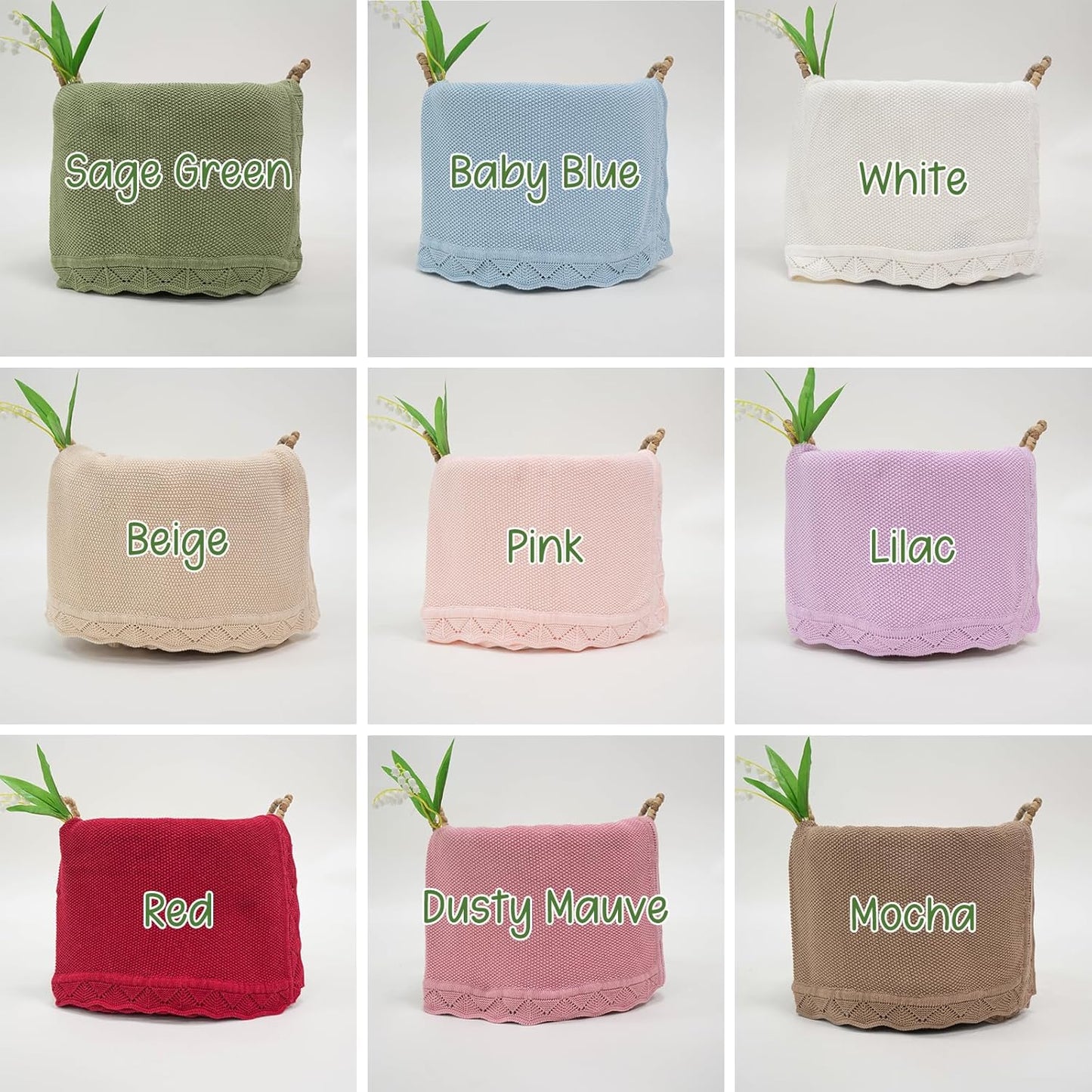 Custom Embroidered Baby Blanket, Personalized Knitted Cotton Blanket with Name for Newborn Boys and