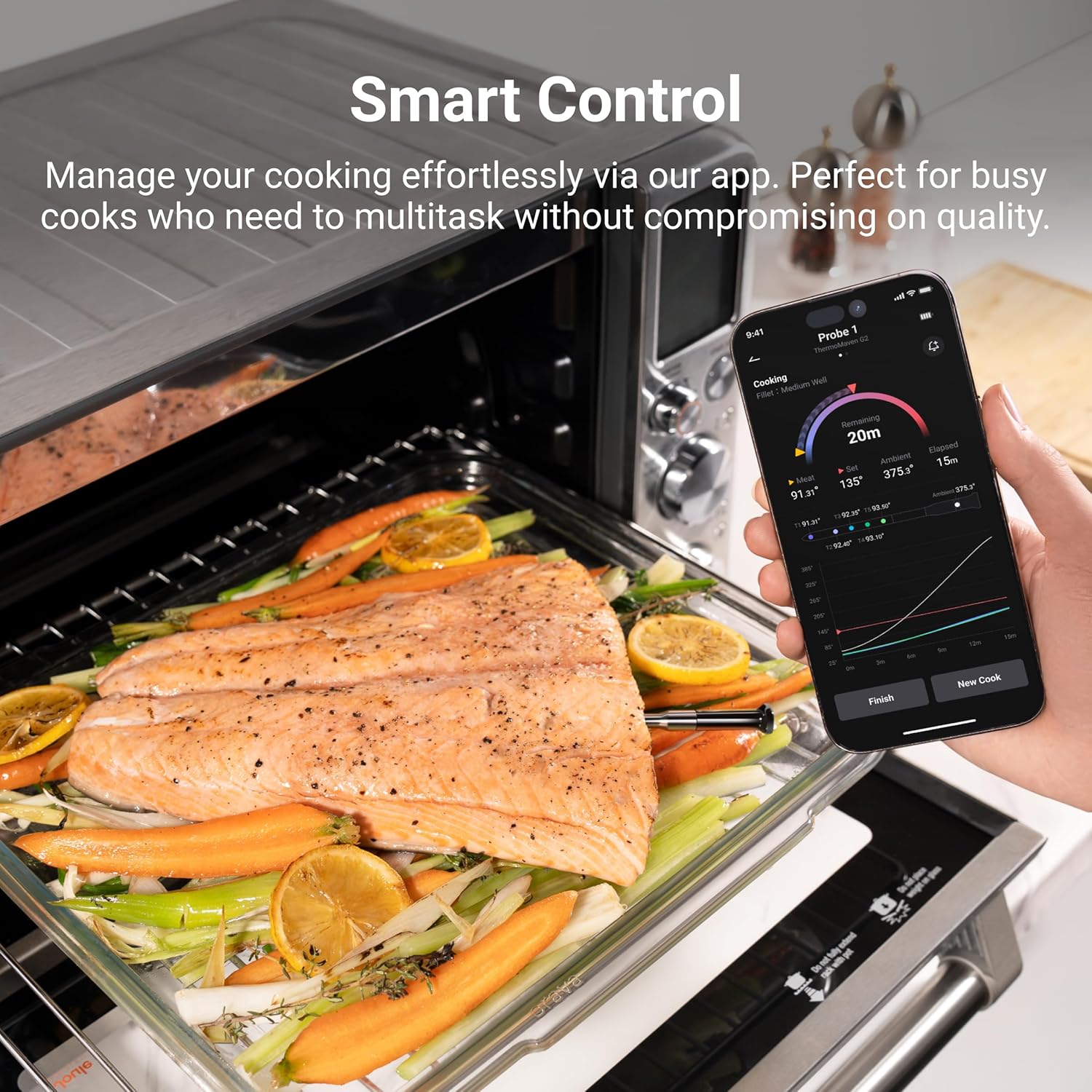 Wireless Bluetooth Smart Meat Thermometer: Standalone Base, Smart WiFi Thermometer with Sub-1G, 6