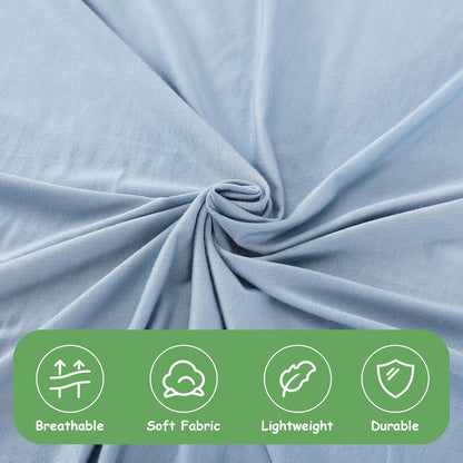 iEvolve Cotton Knitted Baby Swaddle Blanket with Hat Headband Set Newborn Swaddle Wrap Receiving Blankets for Baby Girl Boy 45" x 45"(Lightblue)