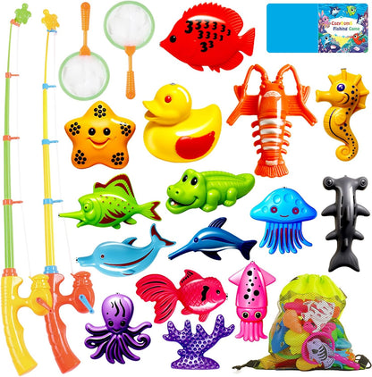 CozyBomB™ Magnetic Fishing Toys Game Set for Kids | Water Table Bathtub Kiddie Pool Party & Pole
