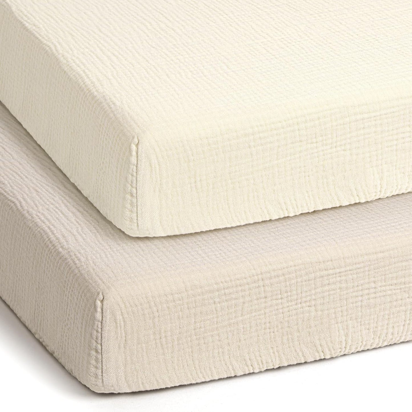 lulumoon Baby Muslin Crib Sheets - Toddler Cotton Fitted Crib Sheets Neutral for Boys and Girls