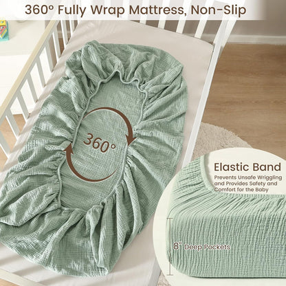 david's kids Muslin Crib Sheets for Boys Girls, 2 Pack 100% Cotton Soft Breathable Fitted Baby