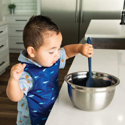 Tiny Twinkle Mess Proof Baby Bib - Waterproof & Lightweight Baby-Led Weaning Apron | 100% Recycled Polyester, Easy Clean & Machine Washable (Ocean Life, Large 2-4 Years)
