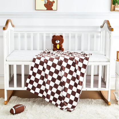 Yurhap Checkered Baby Blanket Fleece Baby Blankets Neutral for Boys Girls, Super Soft Warm