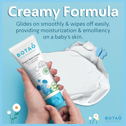 Baby's Natural Diaper Cream | Organic Diaper Cream EWG Verified | Naturally Soothes Baby Rashes | Baby zinc Ointment Natural | For Sensitive Skin with Aloe Vera & Calendula, 2.5Oz