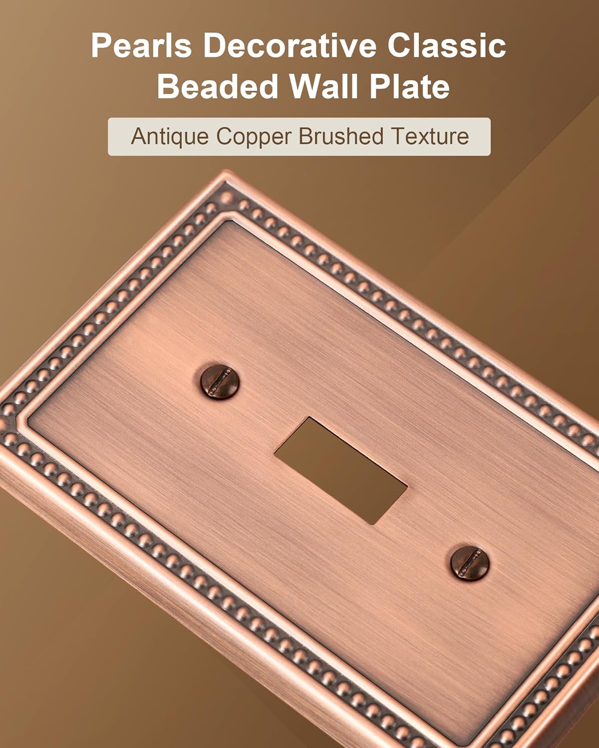 4-Pack Single Toggle Light Switch Cover Plate, Pearls Decorative Switch Plate Covers, Antique
