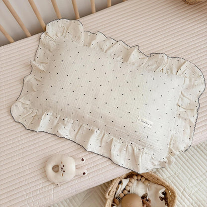 BuLuTu Cotton Muslin Toddler Pillowcases for Girls Boys Polka Dots Design Kids Pillow Cases Soft Breathable Standard Pillow Cover, Envelope Closure,1 Piece, 20"x26"