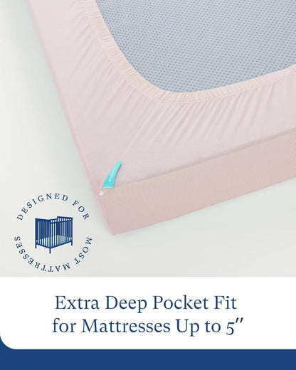 Supersoft Pack N Play Sheets, Premium Bamboo Viscose Mini Crib Sheets, 5'' Deep Pocket 2-Pack