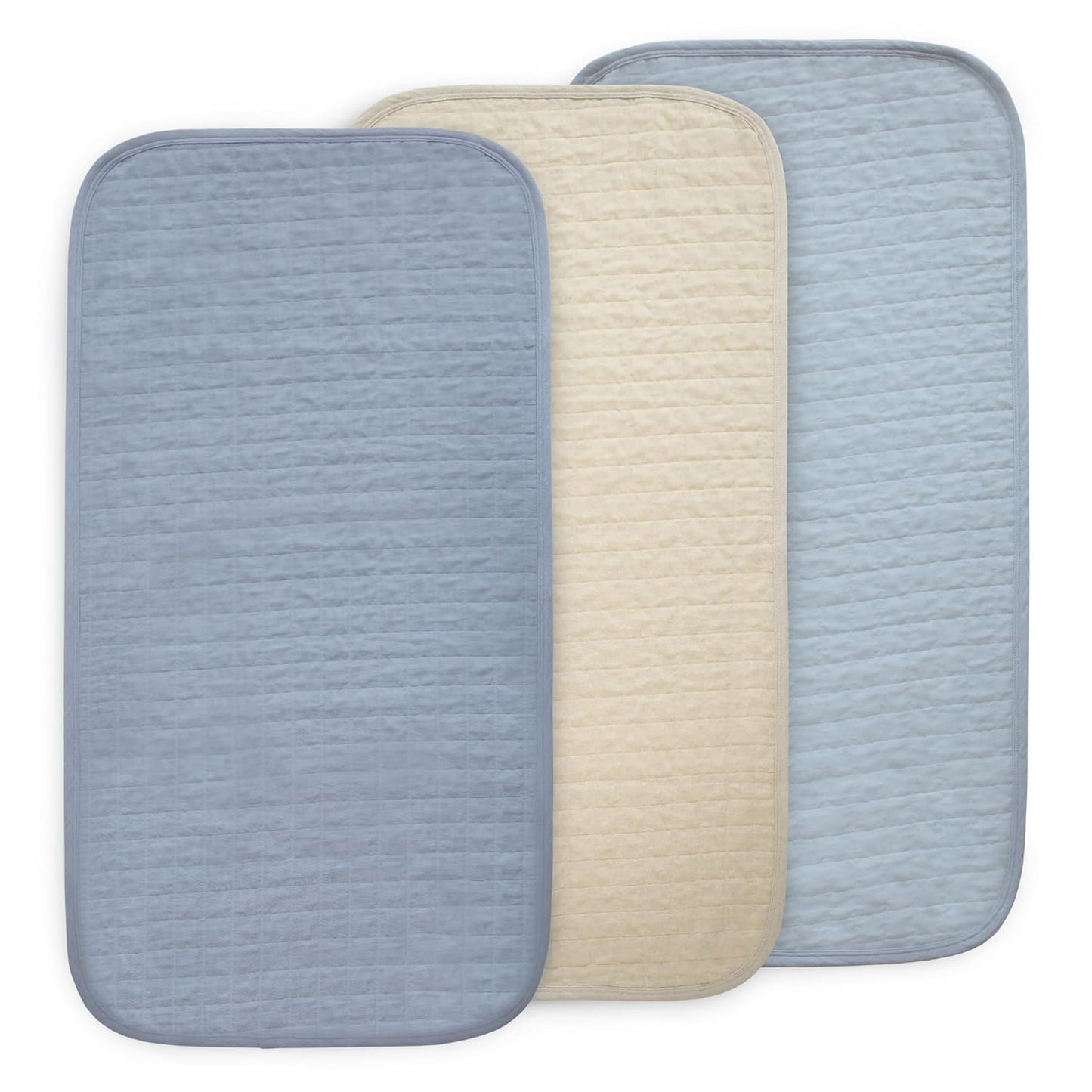 mushie Waterproof Changing Pad Liners | 100% Organic Cotton | Set of 3 (Blue Combo)