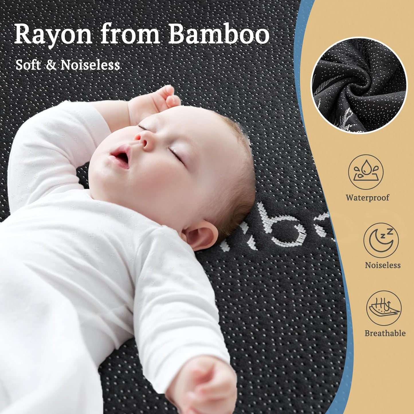 BEDLORE Waterproof Crib Mattress Protector 2 Pack, Ultra Soft Bamboo Viscose Crib Mattress Pad