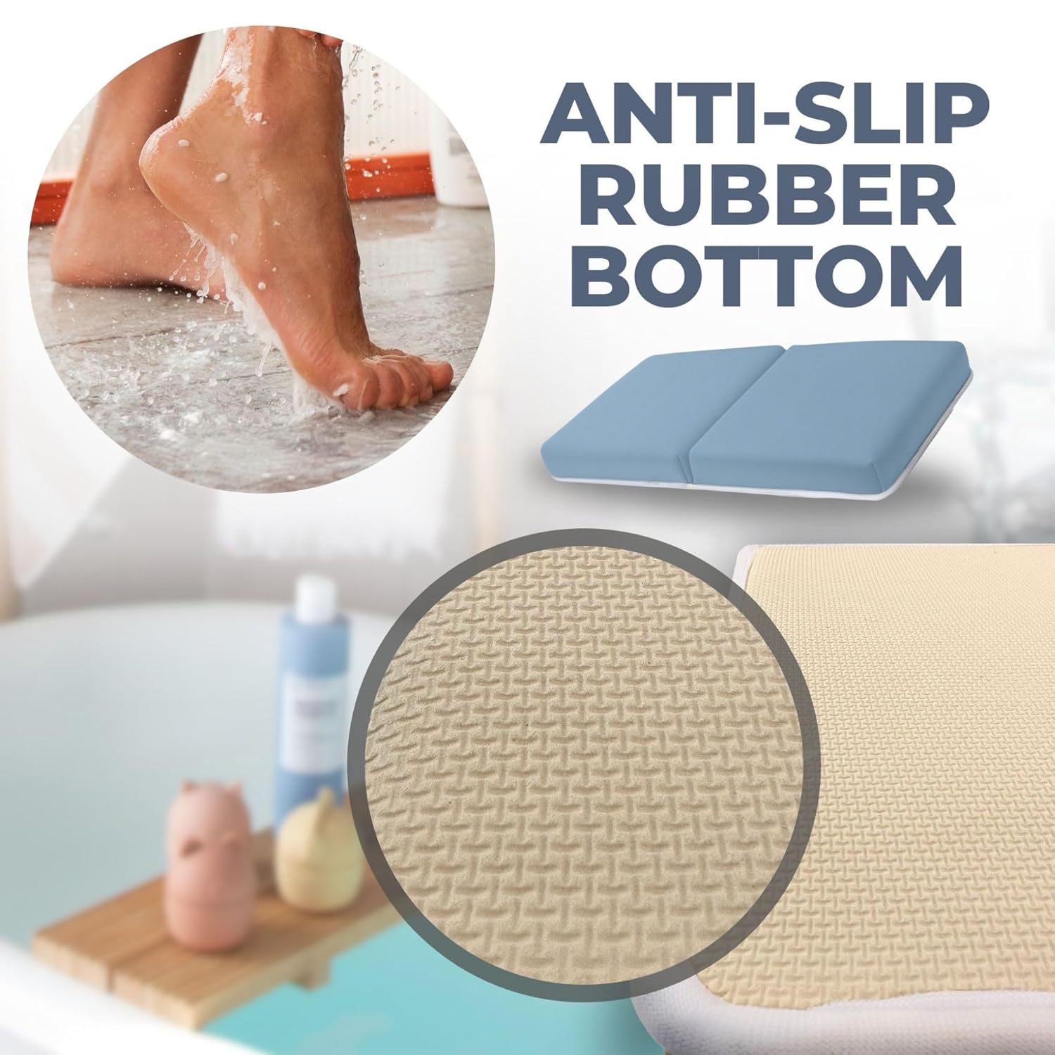 Comfortable Baby Bath Kneeler and Elbow Rest Pad Set – Thick Memory Foam Bath Kneeling Pad with