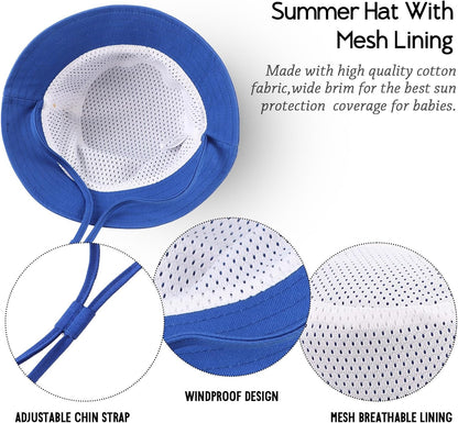 JANGANNSA Cotton Baby Sun Hat Infant Toddler Boys Girls Bucket Hats Summer Sun Protection Kids Beach Caps