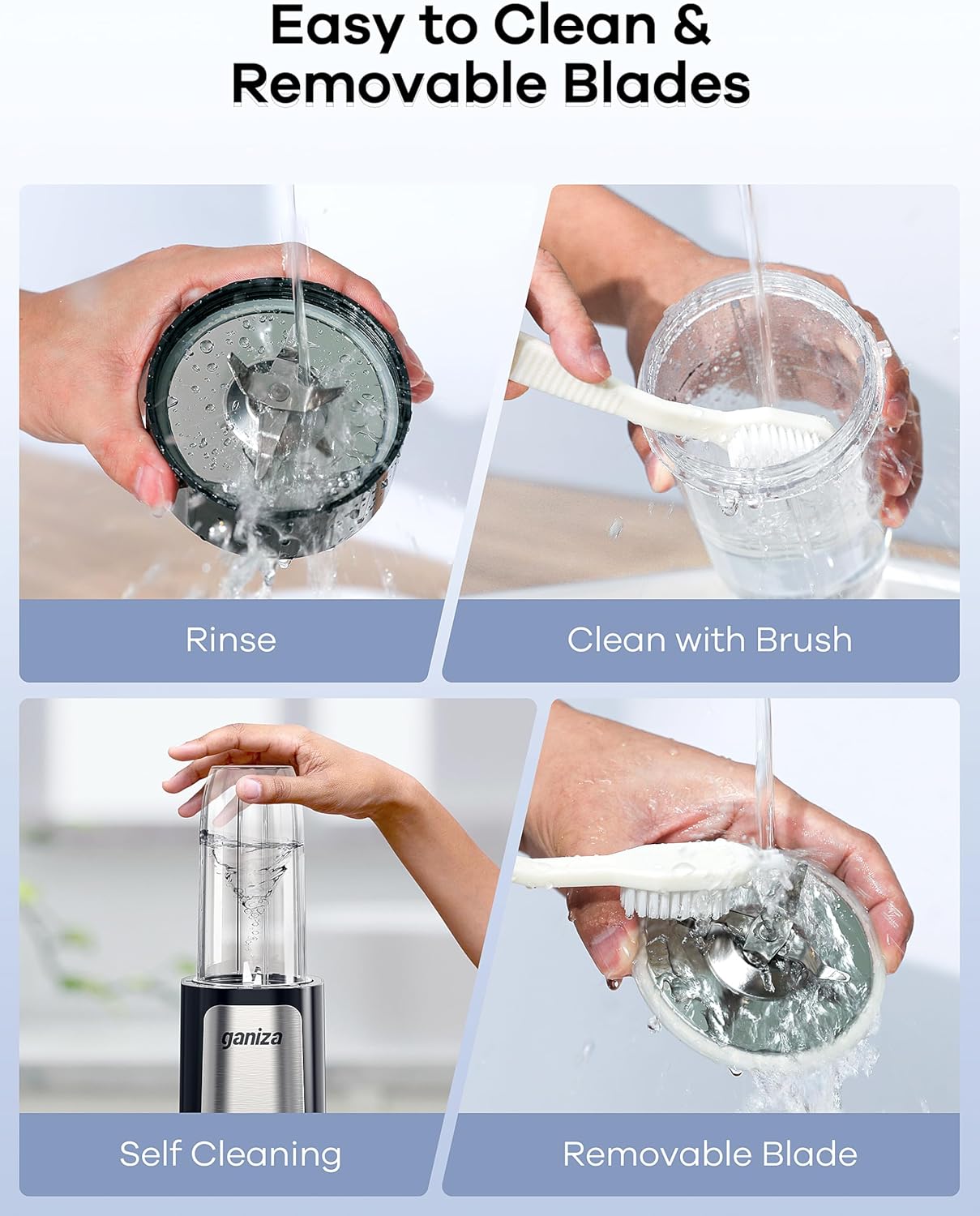 Ganiza Blender for Smoothies, 14Pcs Personal Blender for Shake and Smoothies for Kitchen with 3