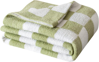 SeaRoomy Checkered Throw Blanket, Ultra Soft Cozy Microfiber Knit Throw Blanket, Warm Fluffy
