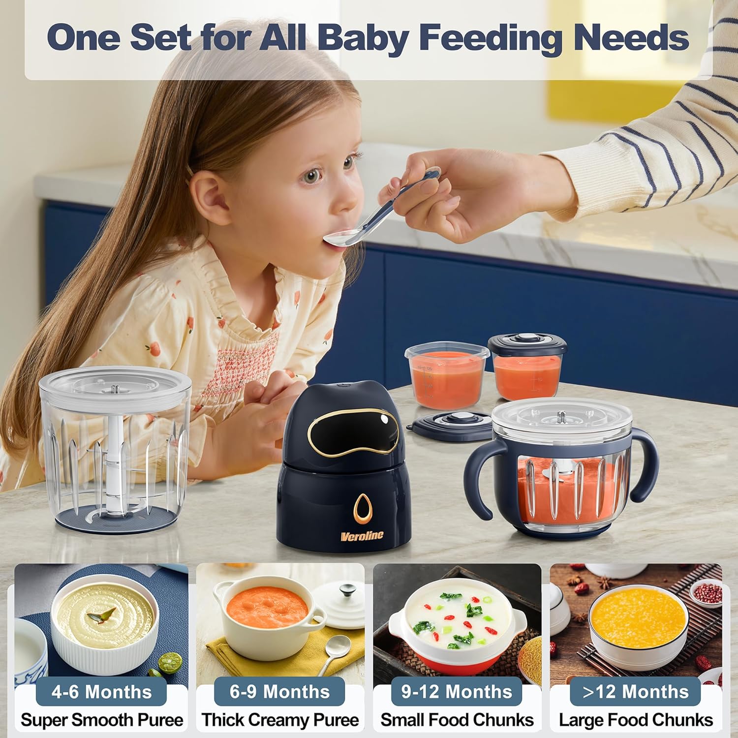 Baby Food Maker, 10-in-1 Baby Food Processor Set with 2 Glass Bowls (600ml+300ml), Baby Food