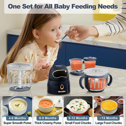 Baby Food Maker, 10-in-1 Baby Food Processor Set with 2 Glass Bowls (600ml+300ml), Baby Food
