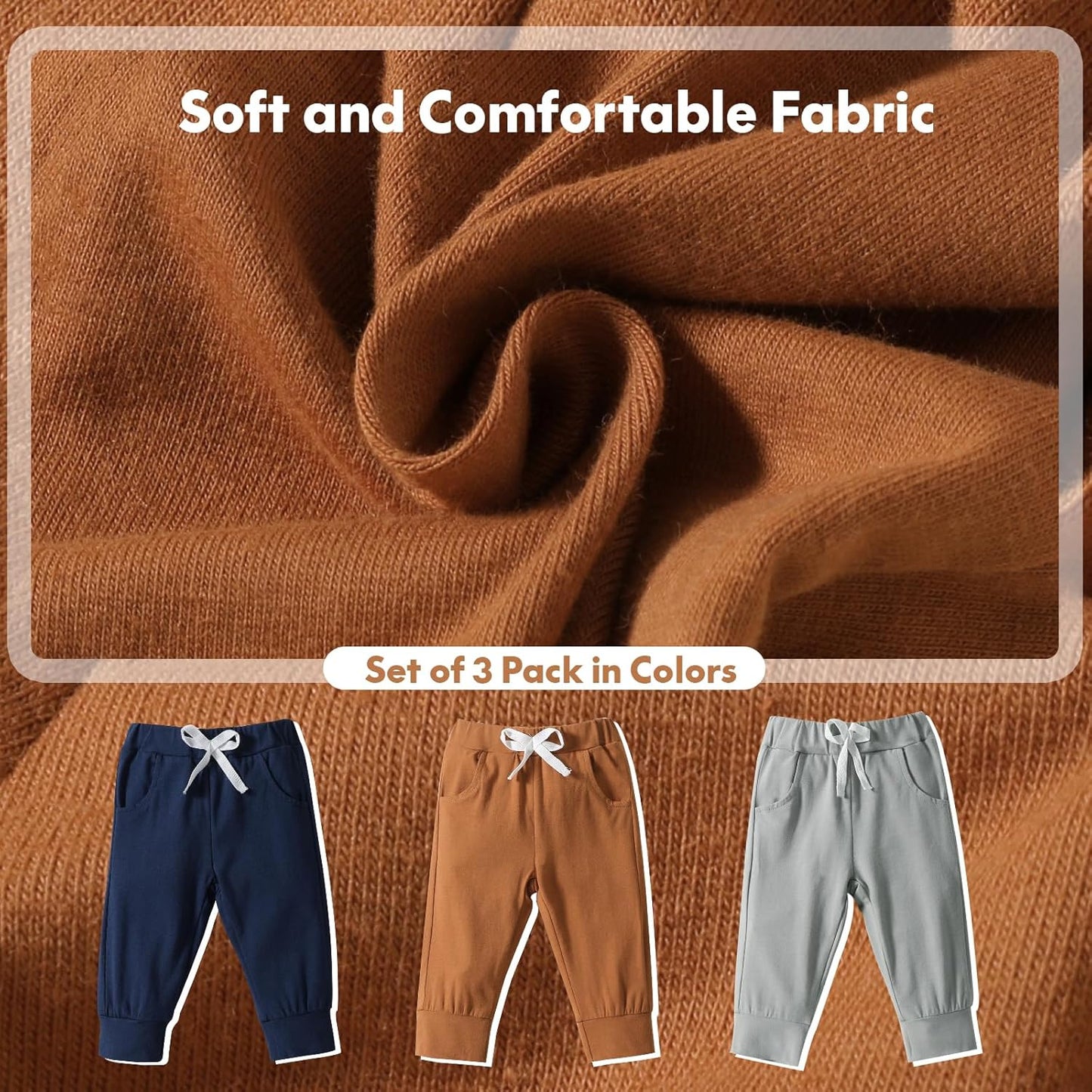 DREAM BUS Pack of 3 Toddler Jogger Pants with Pocket Toddler Boy Sweatpants Baby Boy Pants Infant Newborn Leggings