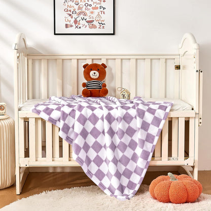 Yurhap Checkered Baby Blanket Fleece Baby Blankets for Girls, Ultra Soft Cozy Fluffy Infant Toddler
