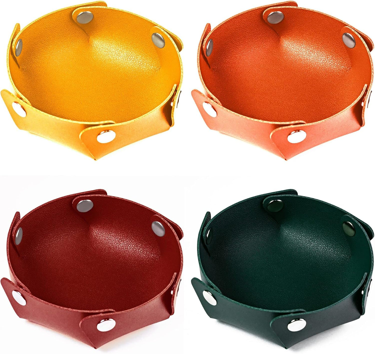 4 Pieces Small Dice Case & Dice Storage Box PU Leather Folding Round Dice Holder for Store Polyhedral Dice Set, Integrated Felt Dice Tray for Board Games