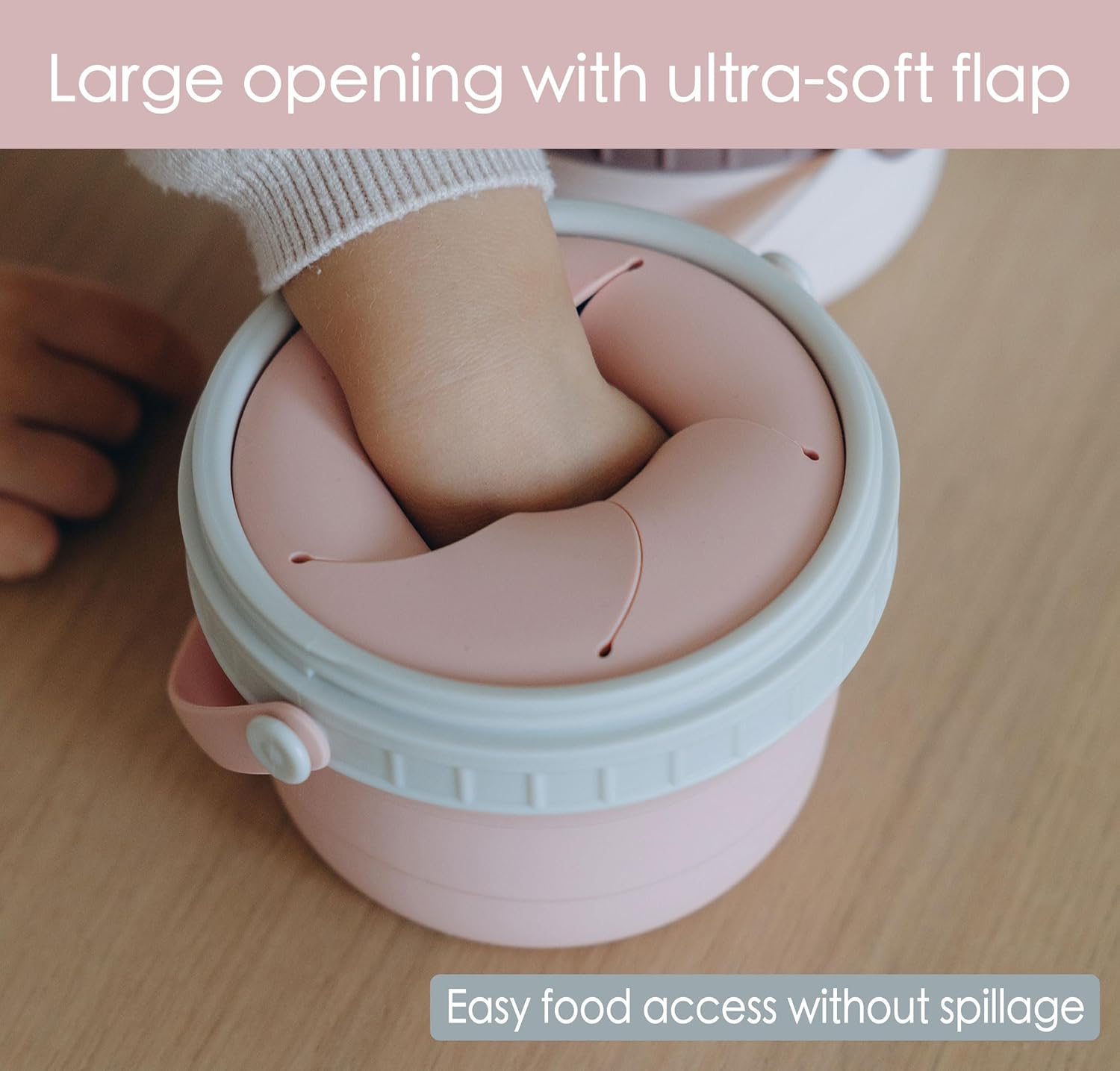No Spill Silicone Toddler Snack Containers, Detachable Silicone Flap for Filling&Cleaning