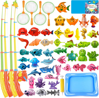 CozyBomB™ Magnetic Fishing Toys Game Set for Kids | Water Table Bathtub Kiddie Pool Party & Pole