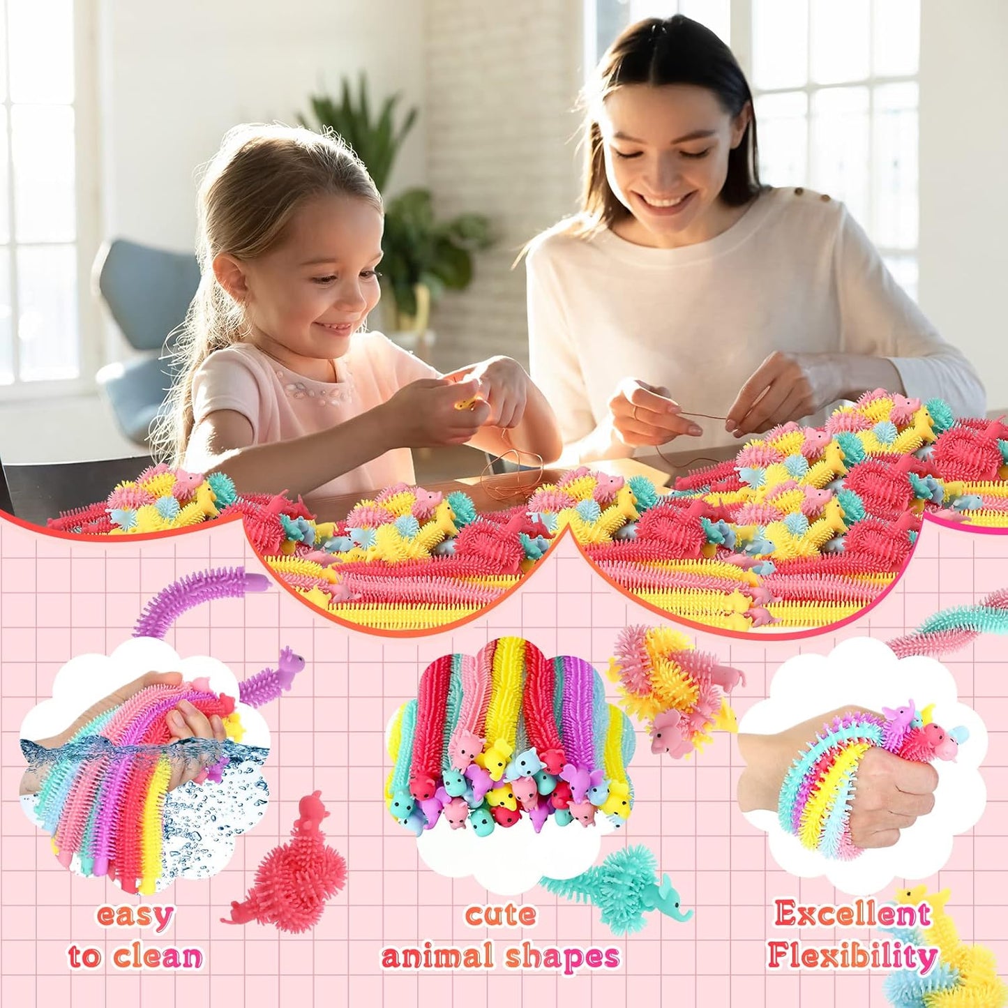 Chivao Bulk Stretchy String Fidget Toys Animal Sensory Toys Pack Worm Sensory Stress Fidget Toys
