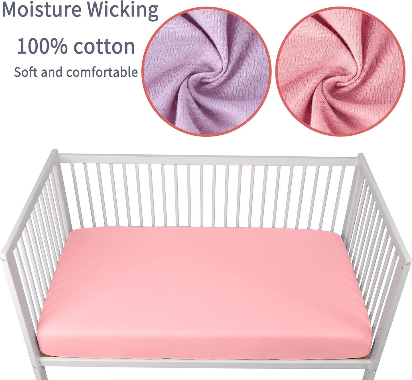 Crib Sheets for Boys Girls,100% Cotton Fitted Crib Sheet 2 Pack for Standard Crib and Toddler