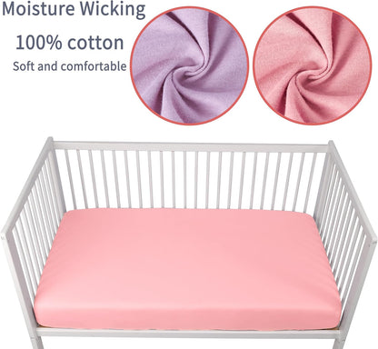 Crib Sheets for Boys Girls,100% Cotton Fitted Crib Sheet 2 Pack for Standard Crib and Toddler