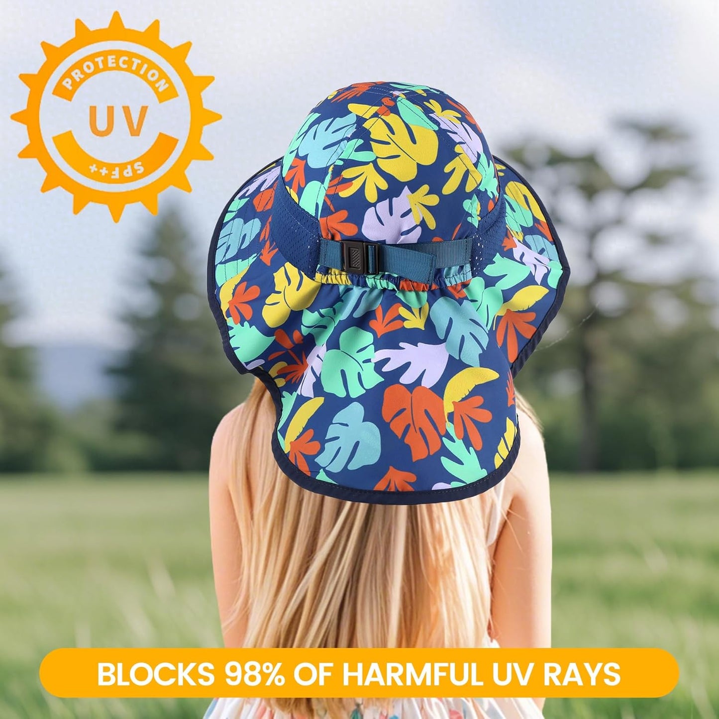 Baby Sun Hat with Neck Flap for Sun Protection Toddler Beach Hat UPF 50+ Outdoors 0-6 Years Boys Girls
