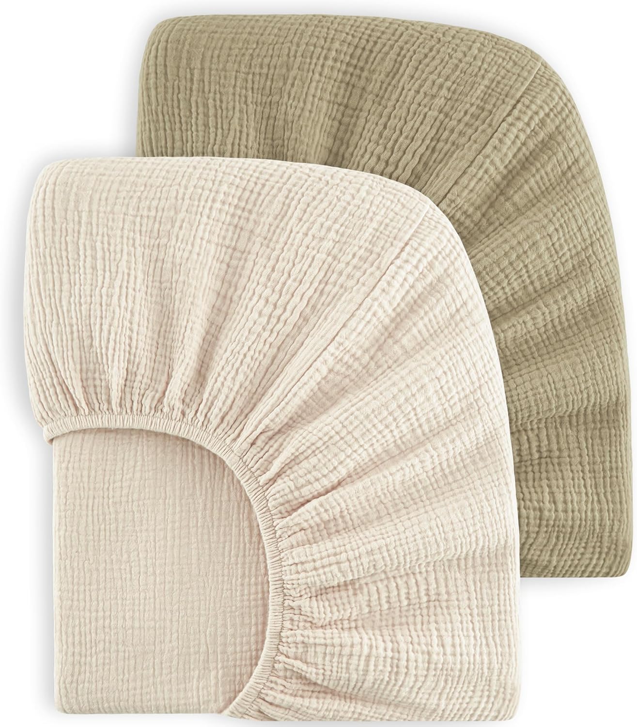 Bearmoss Muslin Crib Sheets 100% Cotton Baby Crib Sheets Fitted for Standard Crib Mattress &