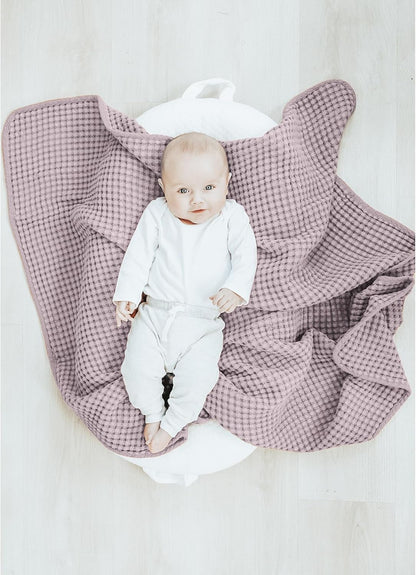 Konssy Waffle Baby Blanket - Soft & Cozy Nursery Swaddle Blanket, Lightweight Toddler Throw for