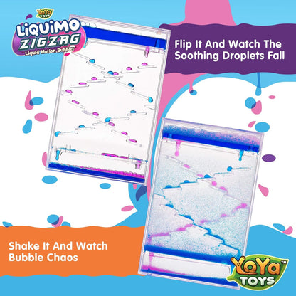 YoYa Toys Liquimo Liquid Zig Zag Motion Bubbler for Kids and Adults - Satisfying Toys for Stress and Anxiety Relief - Fidget Toy Can Be Used as a Colorful Kitchen Timer - 3 Pack