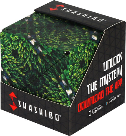 SHASHIBO Shape Shifting Box - Award-Winning, Patented Fidget Cube w/ 36 Rare Earth Magnets - Transforms Into Over 70 Shapes, Download Fun in Motion Toys Mobile App (Wild Series - Forest)