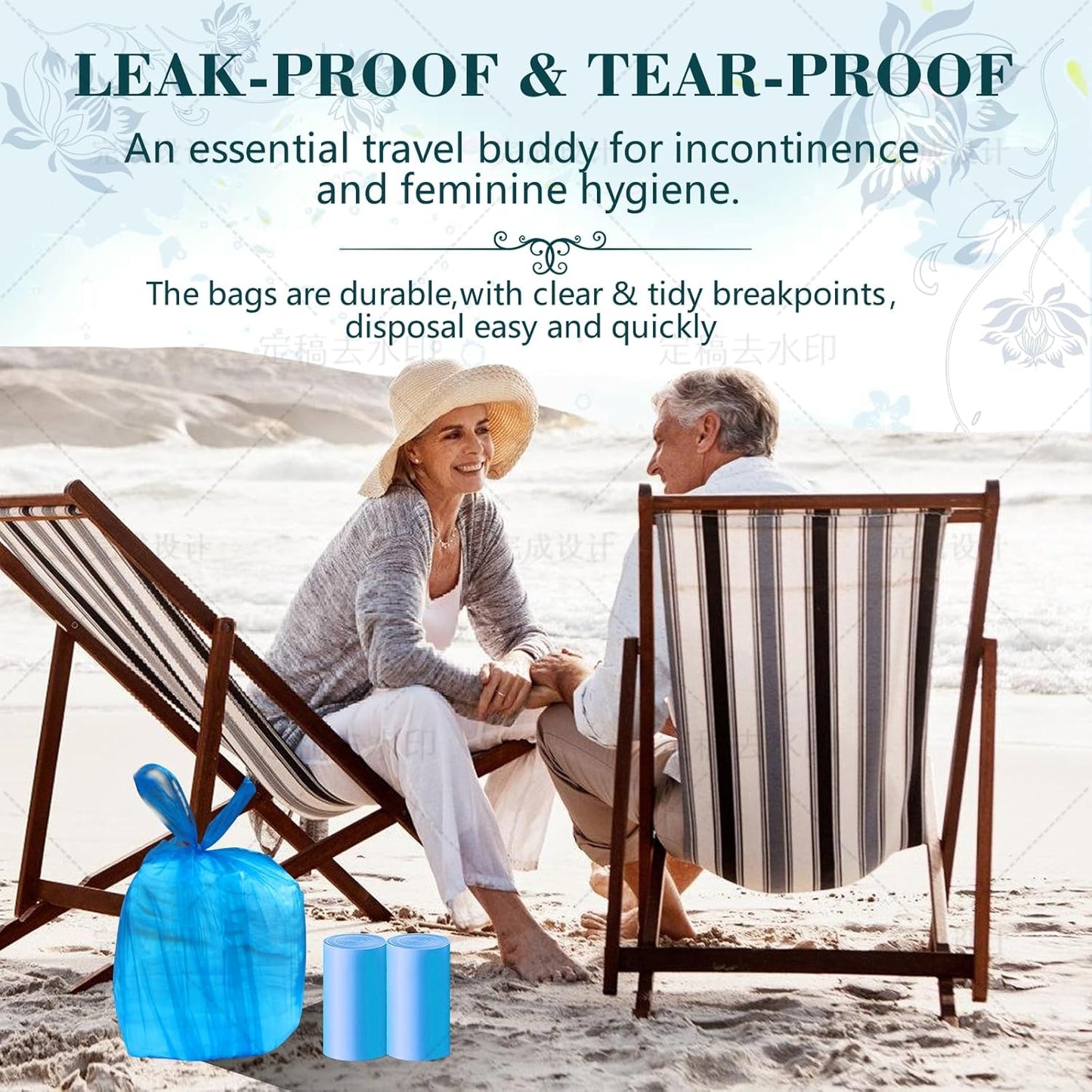 Large Adult Diaper Disposal Bags (18?™’x23?™â€?,96 Pcs, Fresh Scented, Elderly Waste Disposal, Baby Diapers Trash Bags, Sanitary Product Disposal at Home and Travel, Blue