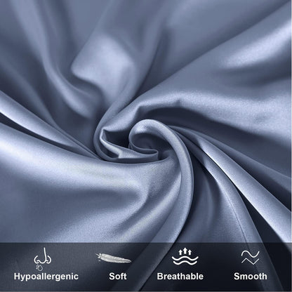 Mulberry Silk Pillowcase for Hair and Skin,Queen Size Cooling Silk Pillow Case with Hidden Zipper,Allergen Proof Dual Sides Soft Breathable Smooth Silk Pillow Cover for Women(Queen,Grayish Blue)