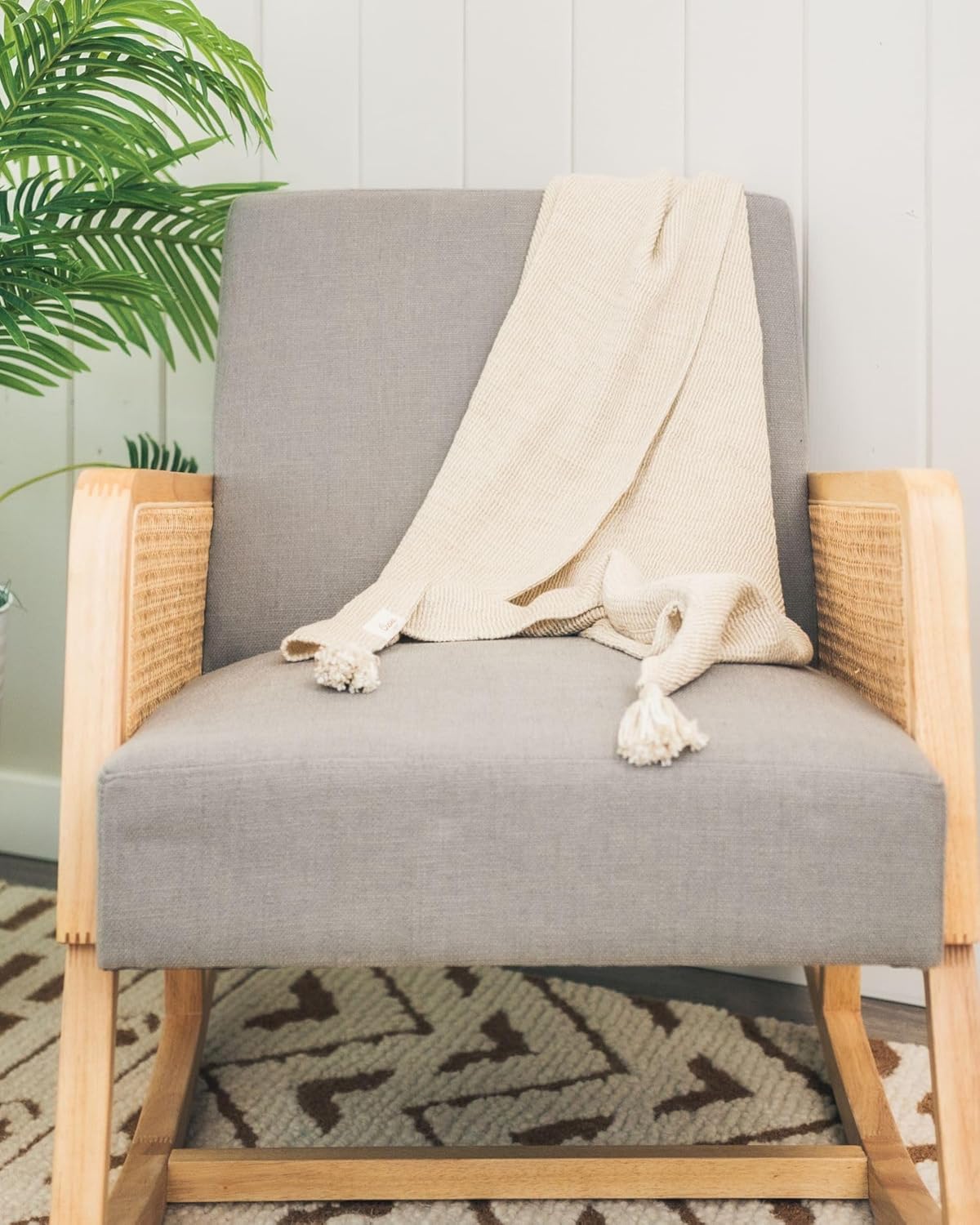 Crane Baby Hazelwood Luxe Blanket, Soft Cotton Nursery and Stroller Blanket, Cotton and Cashmere