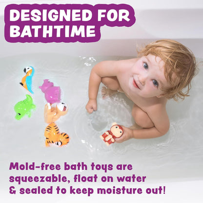Tub Works® Rainforest™ Mold Free Bath Toys, 6 Pack | Sealed, No Hole Bath Toys Design Keeps