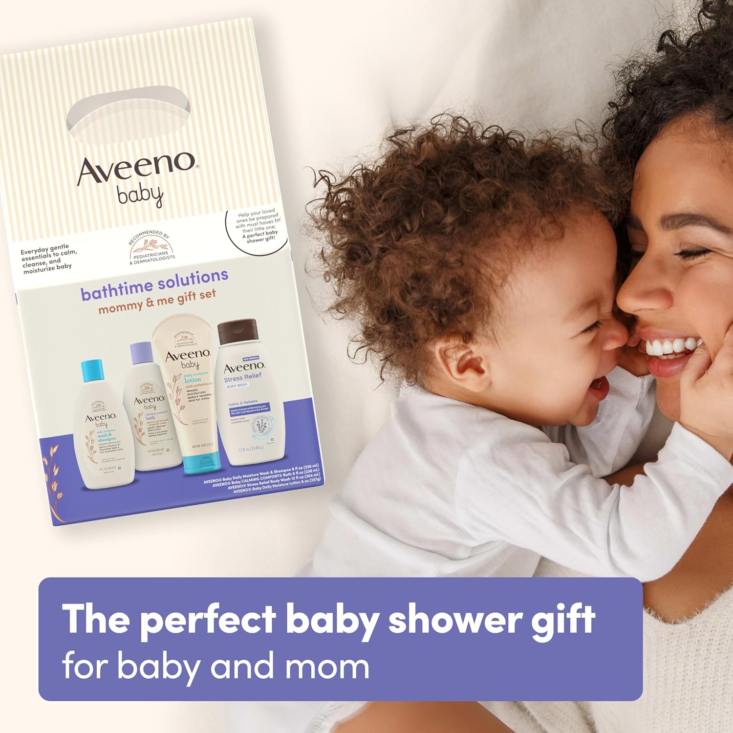 Aveeno Baby Bathtime Solutions Mommy & Me Gift Set, Baby Wash & Shampoo, Calming Bath, Daily