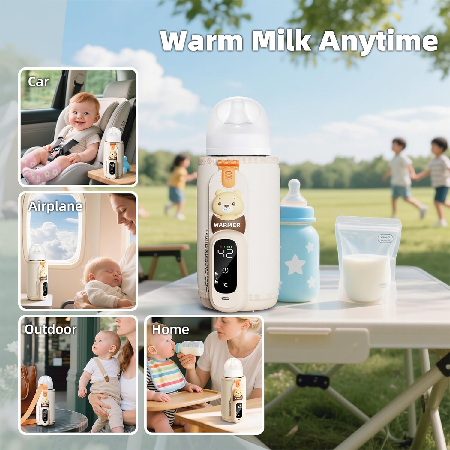 Portable Bottle Warmer for Breastmilk & Formula, Baby Rapid Milk Warmer, Accurate Temperature