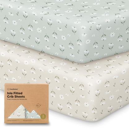 KeaBabies 2-Pack Baby Crib Sheets for Boys, Girls - 52x28 Viscose Derived from Bamboo Toddler Bed