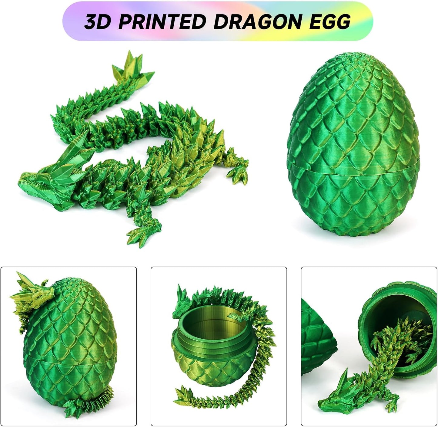 3D Printed Dragon Egg,Dragon Eggs with Dragon Inside,Crystal Dragon Fidget Toys,Full Articulated