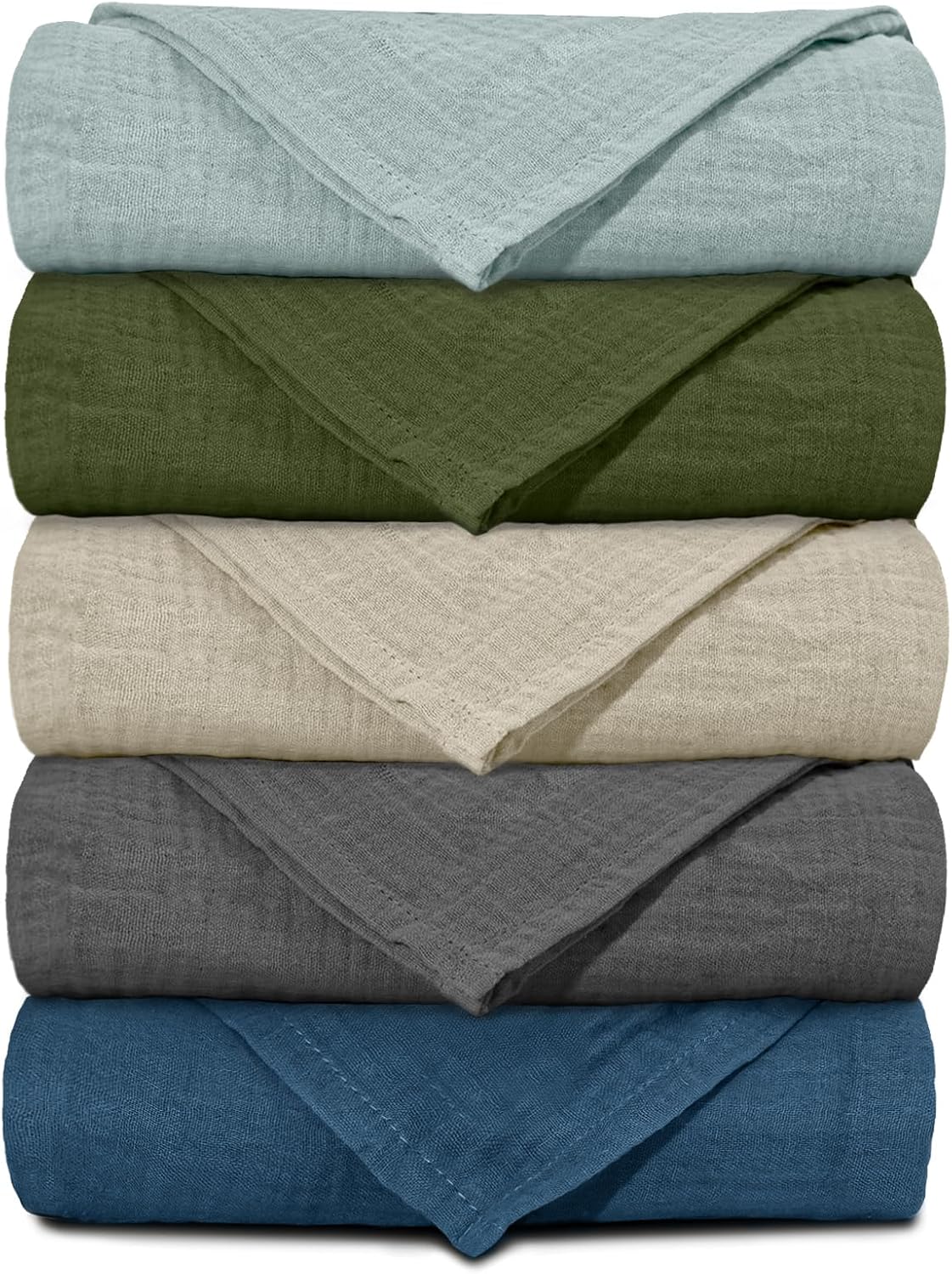 Muslin Receiving Blankets, Neutral Blanket Swaddling for Newborn Boys and Girls, 5 Pack Breathable