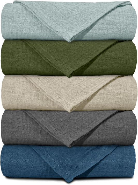Muslin Receiving Blankets, Neutral Blanket Swaddling for Newborn Boys and Girls, 5 Pack Breathable