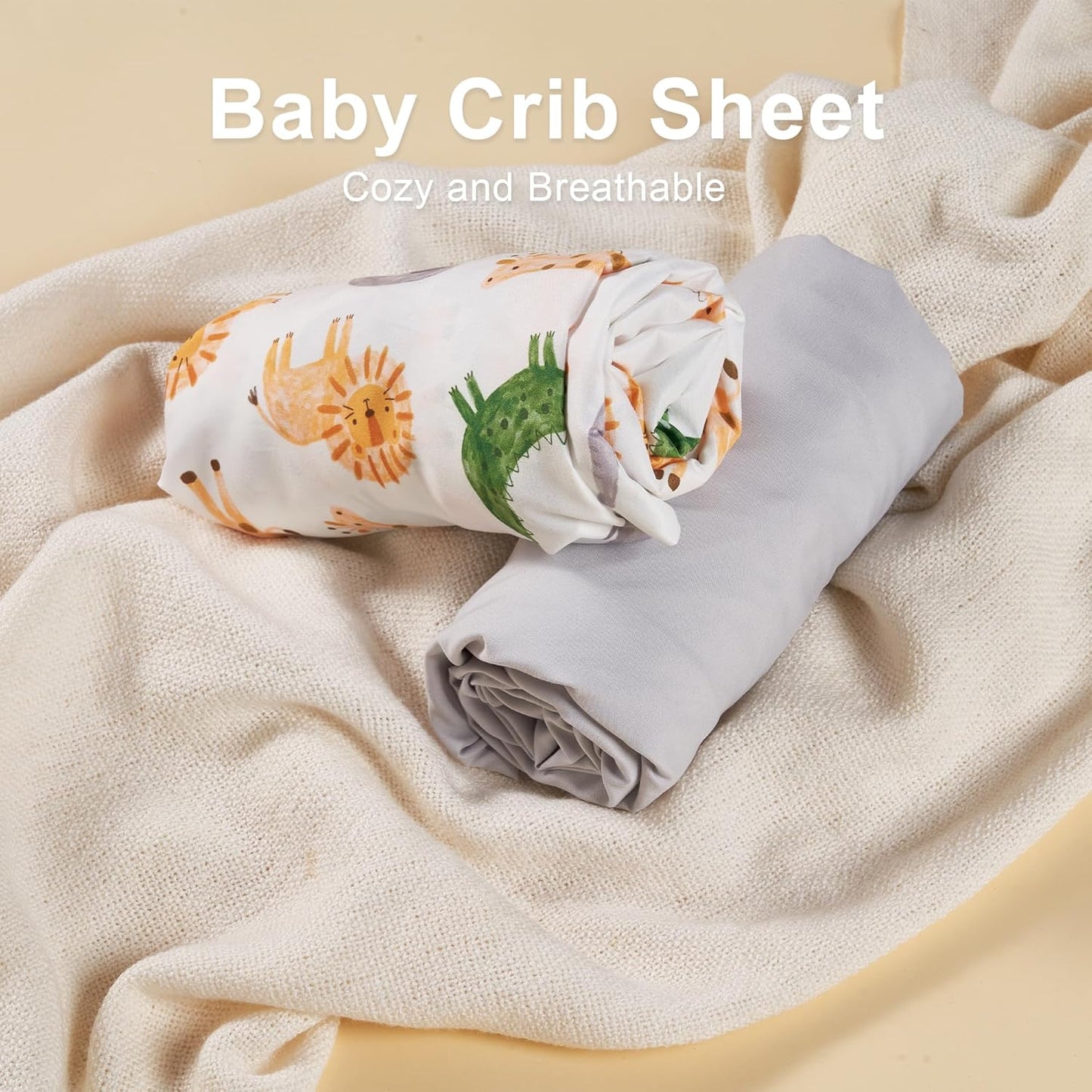 TILLYOU Baby Crib Sheets for Boys Girls, Super Soft Toddler Bed Sheets, 2 Pack Sheets for Standard