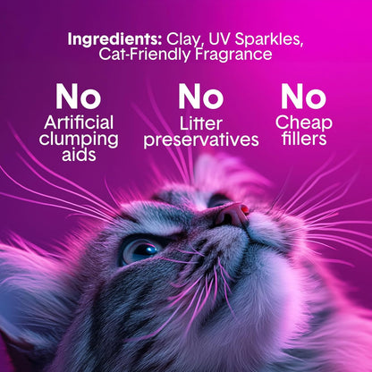 Boxie® Glo™ 30 Day Odor Control Clumping Clay Cat Litter, 40 lb, Multi-Cat, 99.9% Dust-Free, Low Tracking, UV Light Attractant, Superior Clumping for Easy Scooping