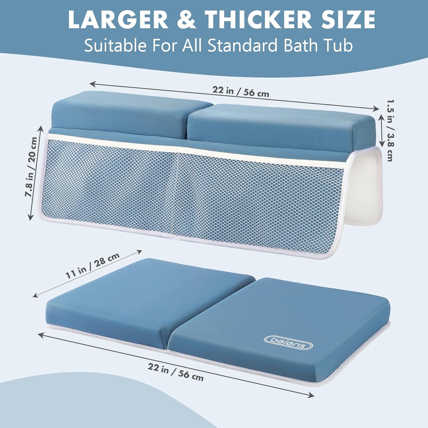 beiens Bath Kneeler and Elbow Rest Pad Set - 1.5'' Comfortable Thick Baby Bath Kneeler Pads, Quick