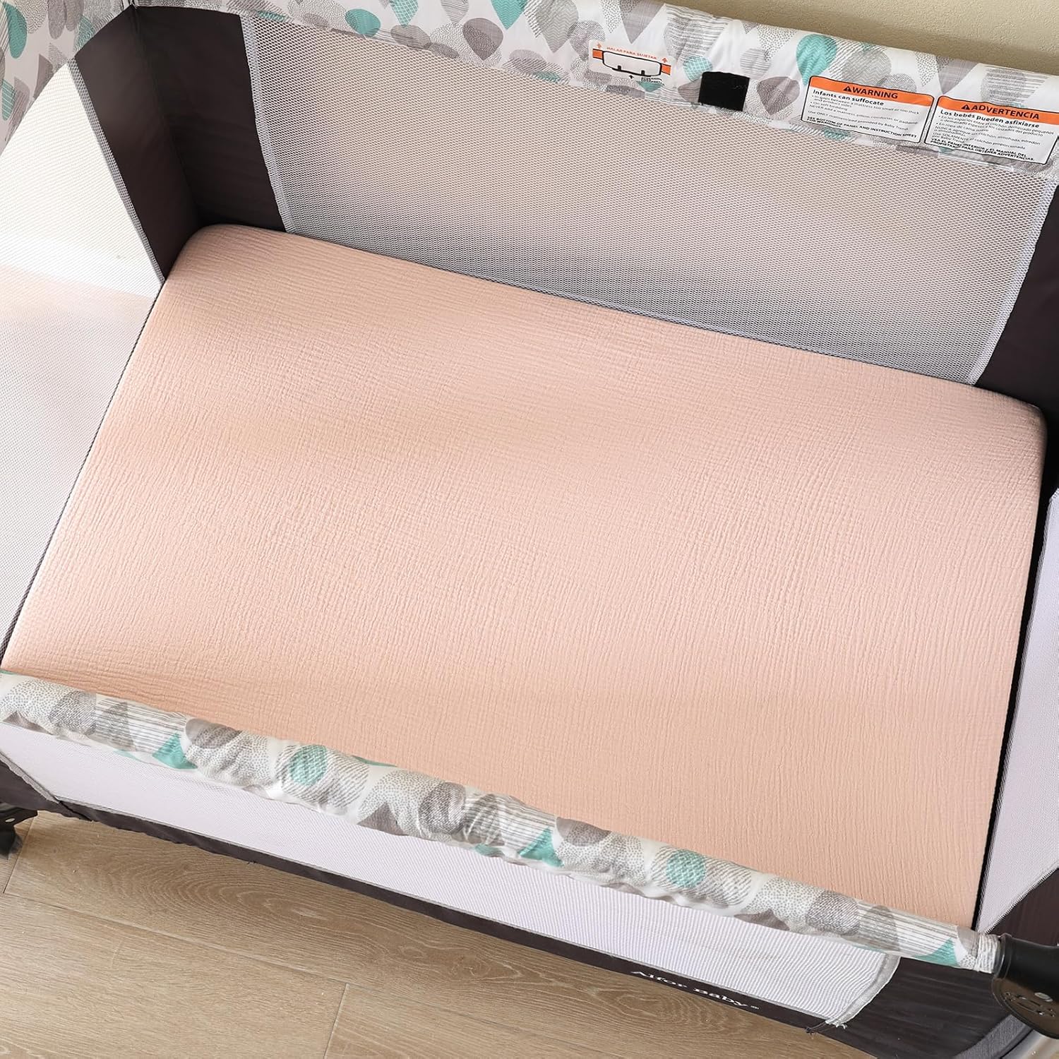 david's kids Muslin Mini Crib Sheets, 2 Pack Cotton Pack N Play Sheets for Boys Girls Neutral, Soft