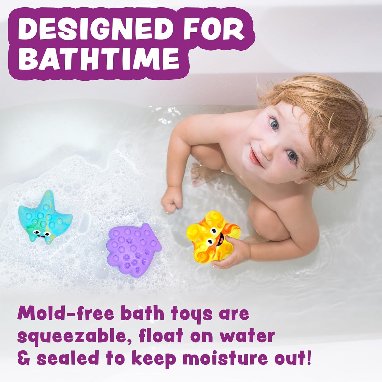 Tub Works® Tub Poppers™ Popping Kids & Toddler Bath Toys, 3 Pack | Push, Poke, Squish & Pop it